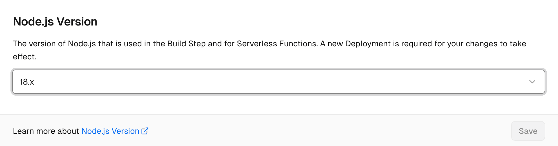 Select your Node.js version in Project Settings.